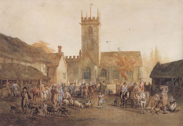 William Henry Pyne The Pig Market,Bedford with a View of St Mary's Church (mk47)